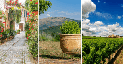 Paysages de l’Ombrie en Italie : village fleuri, collines verdoyantes et vignobles dans le cadre d’un voyage Voyati en petit groupe.